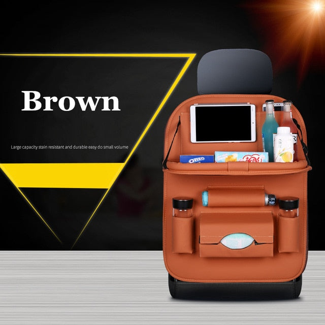 Car Seat Back Organizer Foldable Table Tray Bag