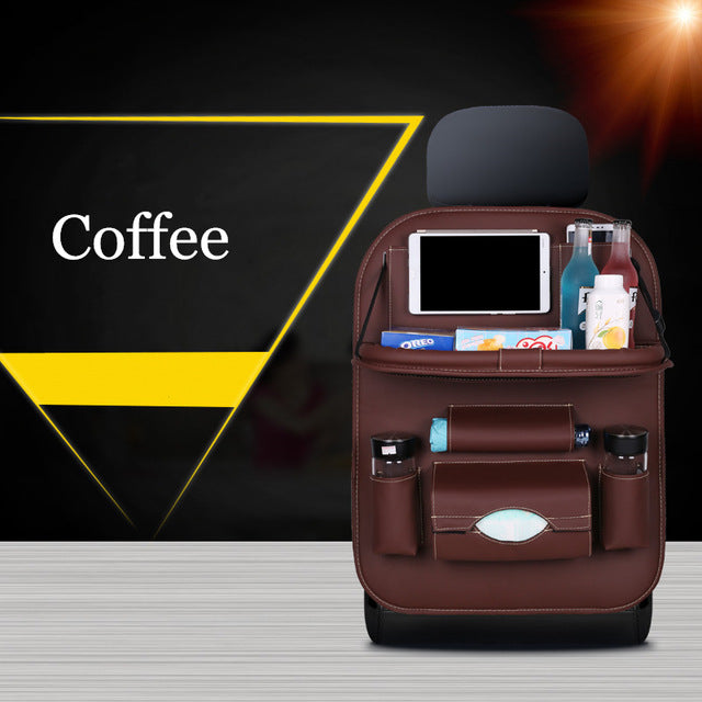 Car Seat Back Organizer Foldable Table Tray Bag