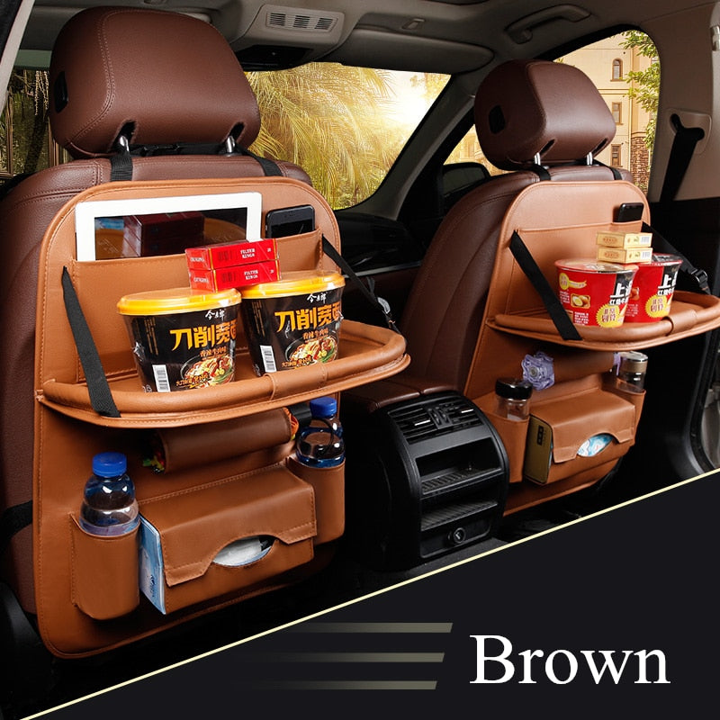 Car Seat Back Organizer Foldable Table Tray Bag